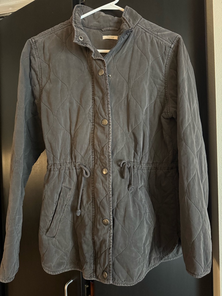 Maurices Quilted Drawstring Waist Jacket - Gray